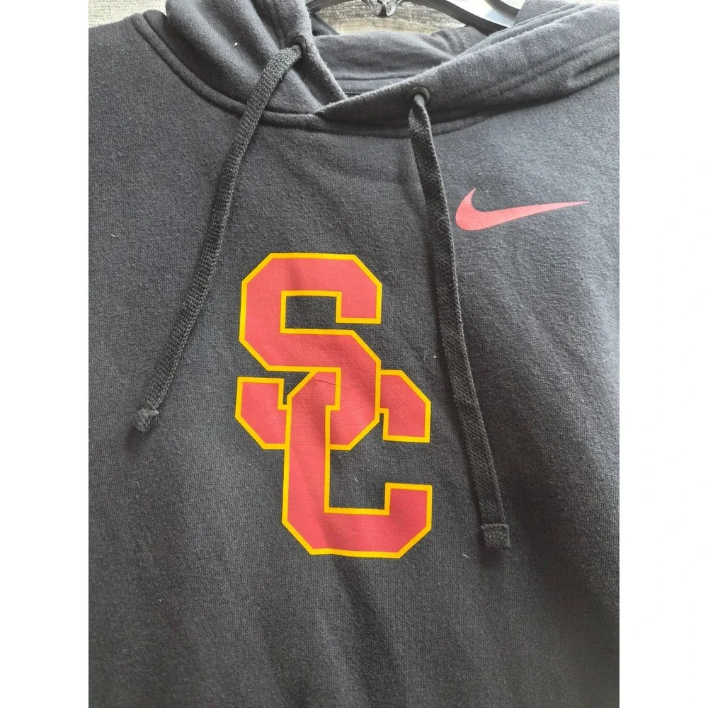 Nike USC Trojans Football Hoodie Mens Black Fleece Lined Swoosh Logo Casual